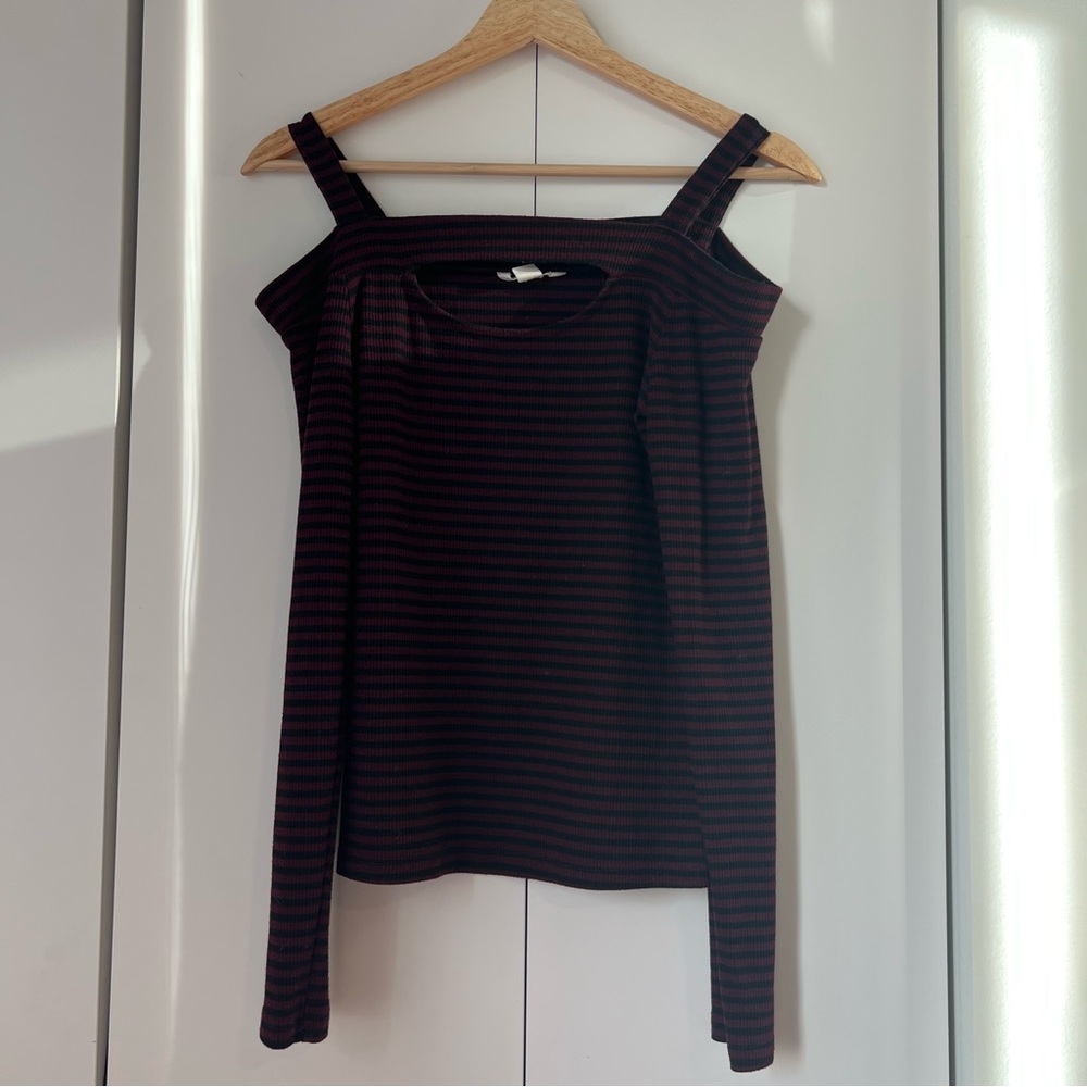 Aeropostale, purple, pink, black, cold, shoulder, sexy, cut out top